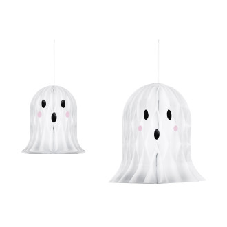 Papirnati beli okraski duhcev za obešanje, 20 in 30 cm, 2 kosa