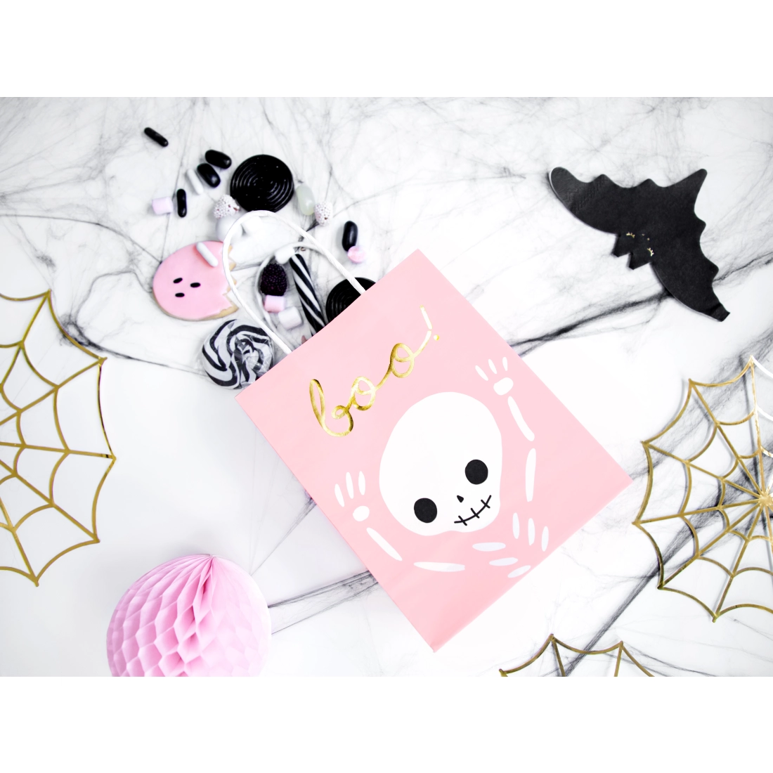 Decorațiuni din hârtie „pânze de păianjen” aurii, 3 buc – ornament de petrecere pentru Halloween