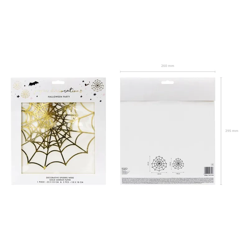 Decorațiuni din hârtie „pânze de păianjen” aurii, 3 buc – ornament de petrecere pentru Halloween