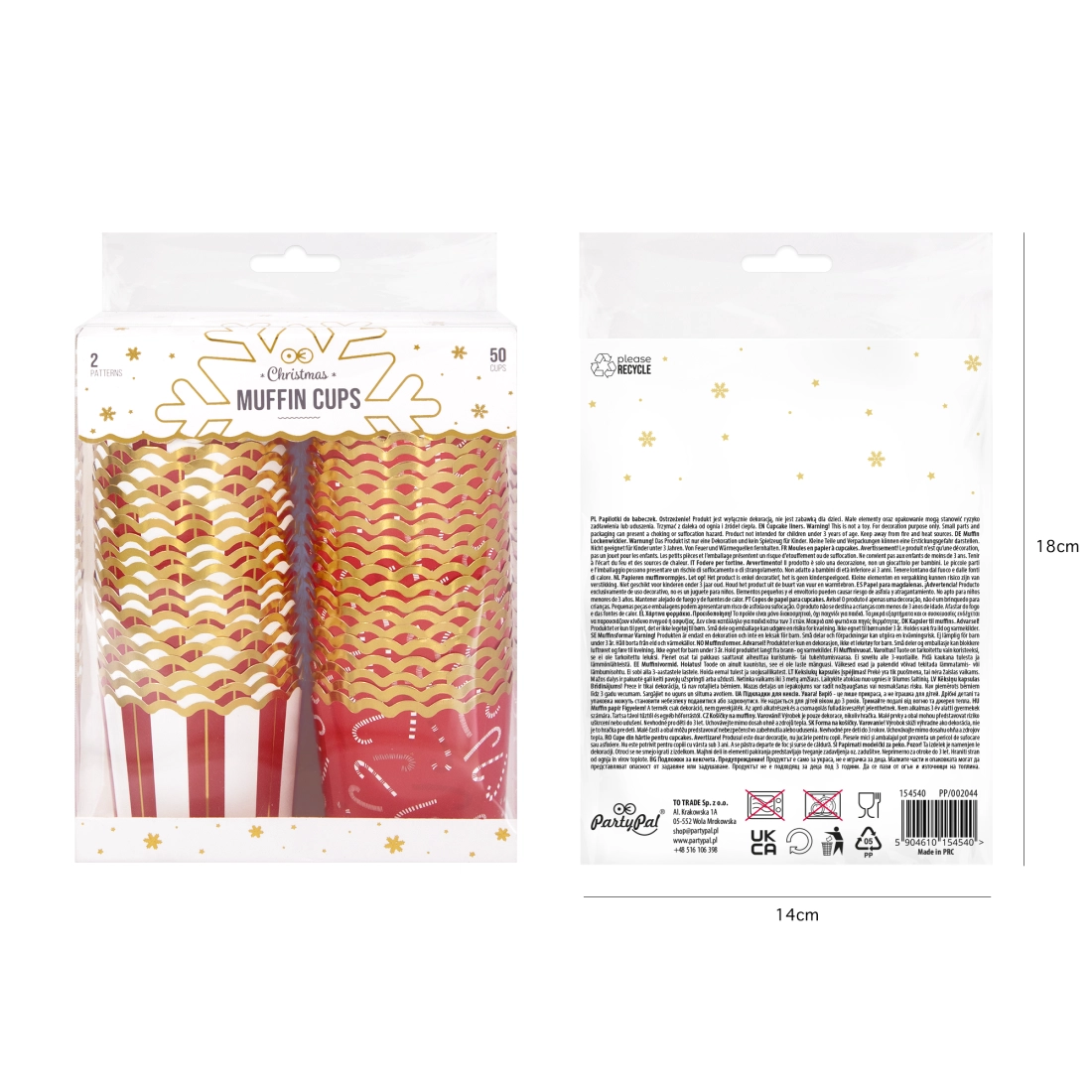 Karácsonyi muffin papírformák cukorpálcás mintával, 50 db