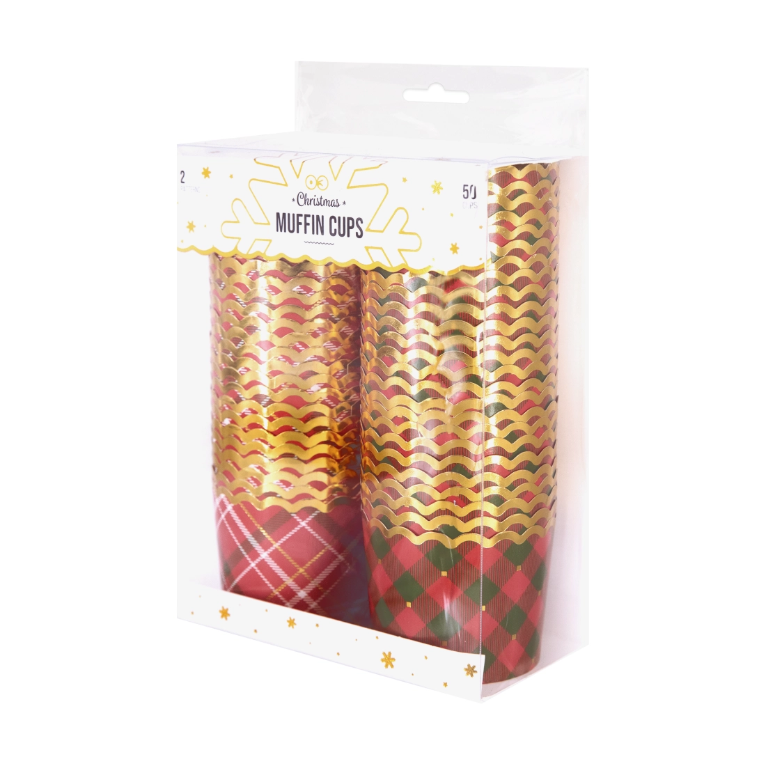 Karácsonyi kockás papír muffinforma, 50 db