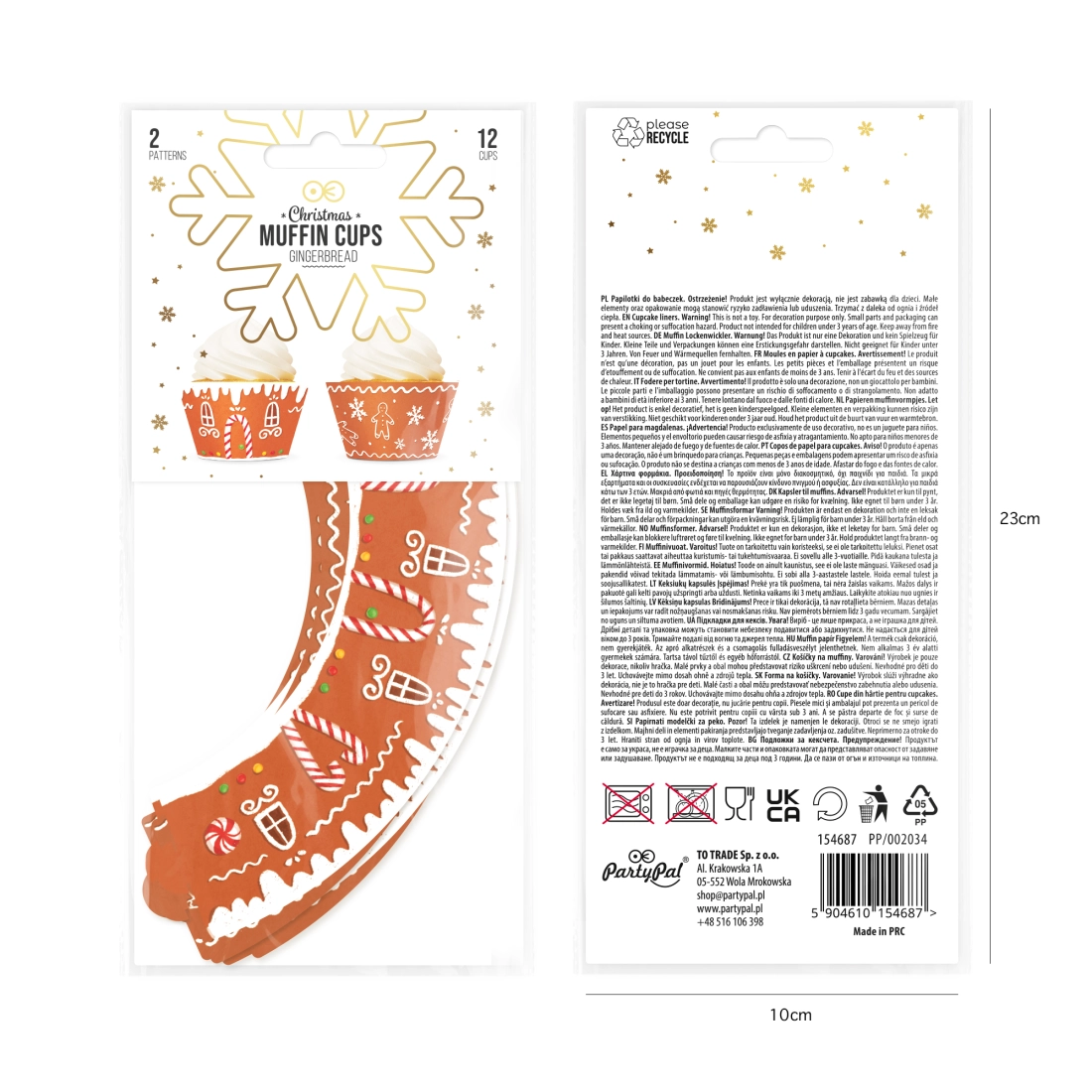 Karácsonyi mézeskalács muffin papírkosárkák, 12 darabos készlet