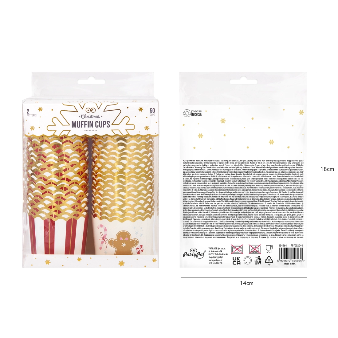 Karácsonyi papír muffin kapszlik mézeskalács mintával, 50 db