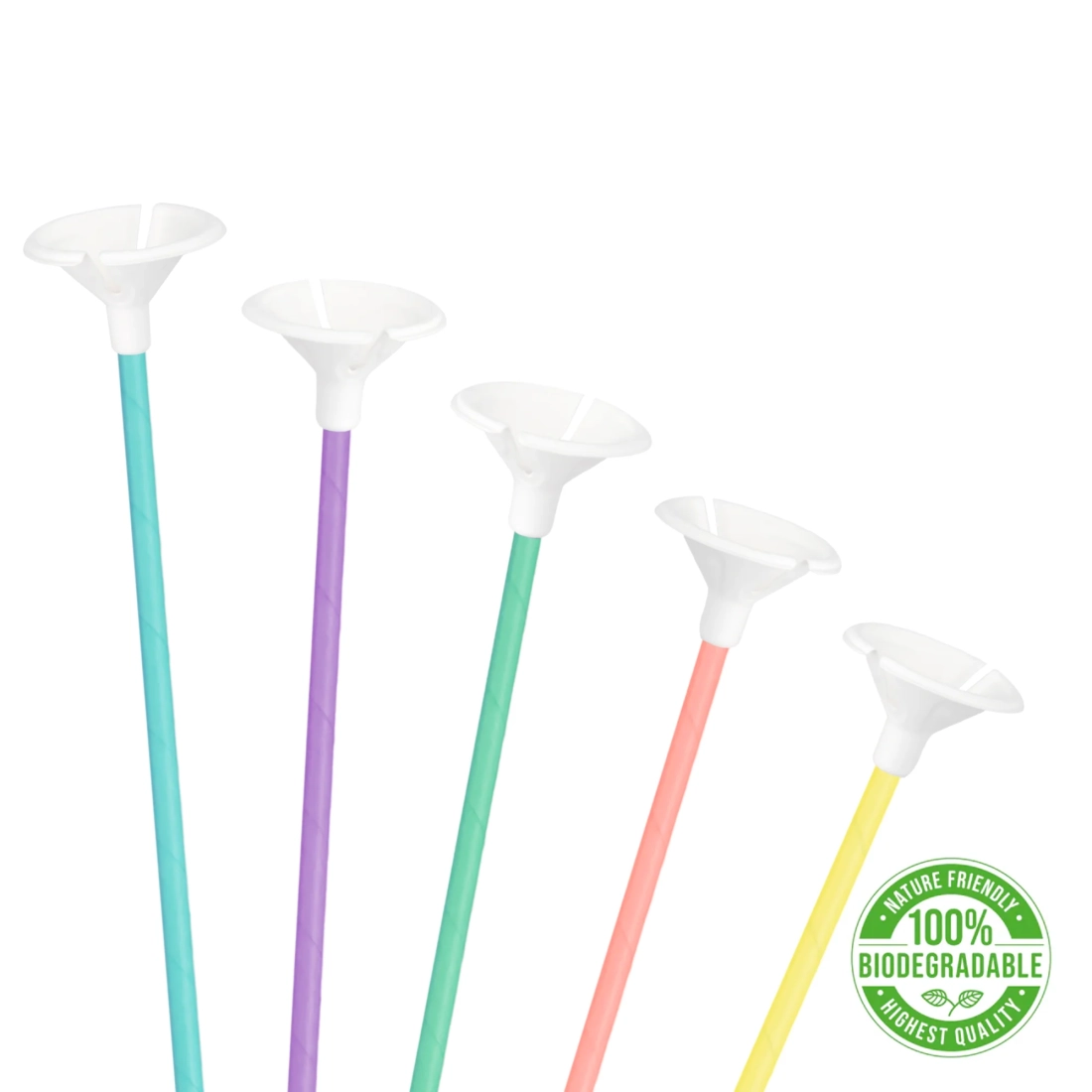 Papír pálcák lufikhoz, pasztell mix, 10 db