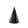 Pălării de petrecere din hârtie, negre cu model auriu, Revelion, 16 cm, 6 buc.