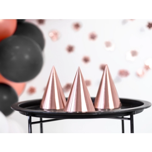 Pălării de petrecere din hârtie, rose gold, 16 cm – set 6 buc.