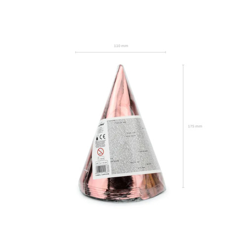 Papirnati party klobučki rožnato zlato 16 cm – set 6 kosov