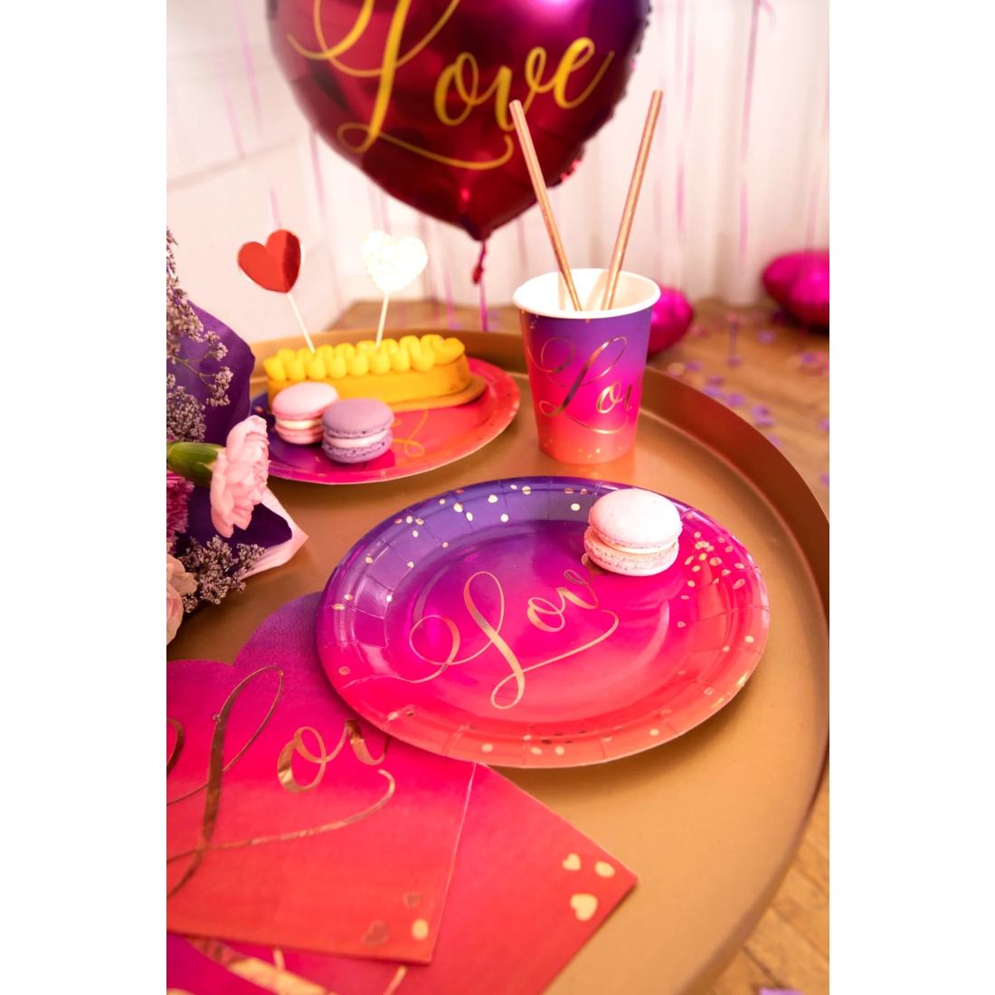 Pahare de petrecere din hârtie Love, set 6 buc.