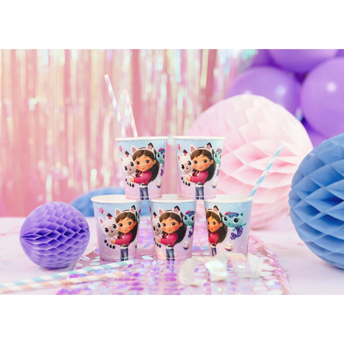 Pahare din hârtie Gabby’s Dollhouse 250 ml – 6 buc, mix colorat
