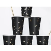 Pahare de hârtie Halloween negre cu lilieci aurii 220 ml, 6 buc.