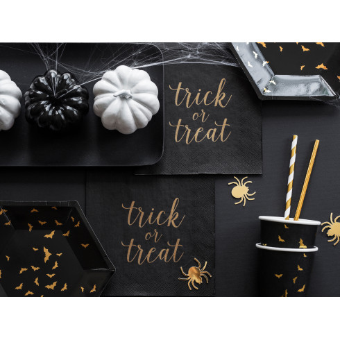 Halloween papír poharak fekete, arany denevérekkel, 220 ml, 6 db