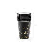 Pahare de hârtie Halloween negre cu lilieci aurii 220 ml, 6 buc.