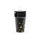 Halloween papír poharak fekete, arany denevérekkel, 220 ml, 6 db