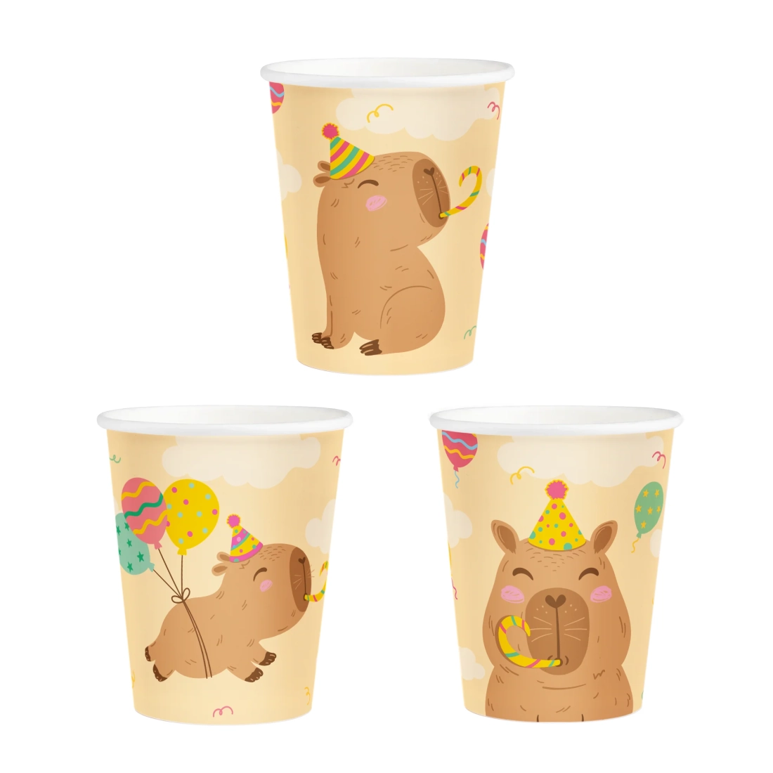 Papírové kelímky Kapibara 270 ml, 6 ks
