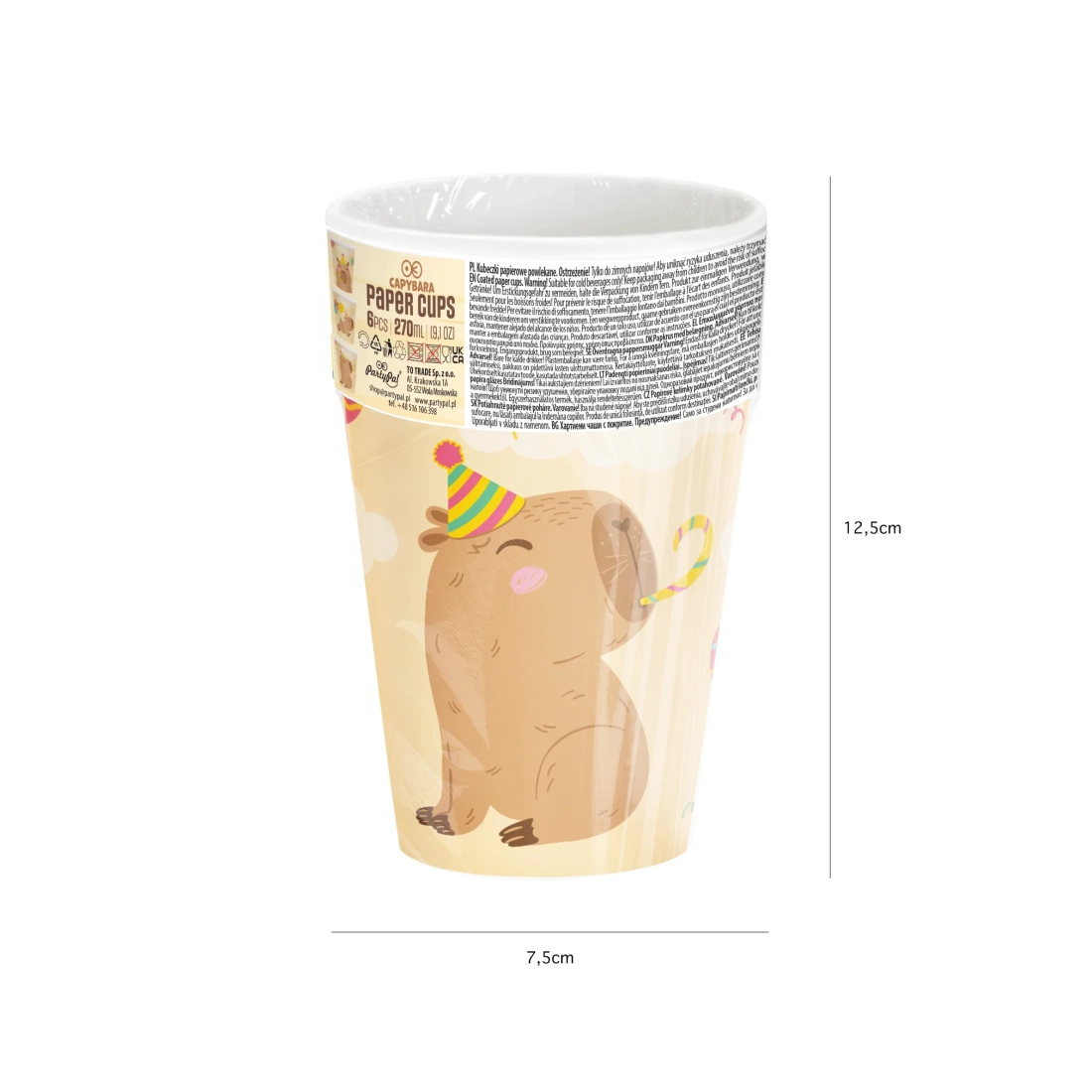 Papírové kelímky Kapibara 270 ml, 6 ks