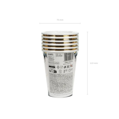 Arany pók motívumos papírpoharak, fekete és bézs, 400 ml, 6 db