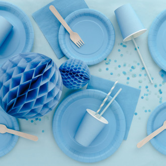 Papirnati kozarci svetlo modri 250 ml – 6 kos, za enkratno uporabo