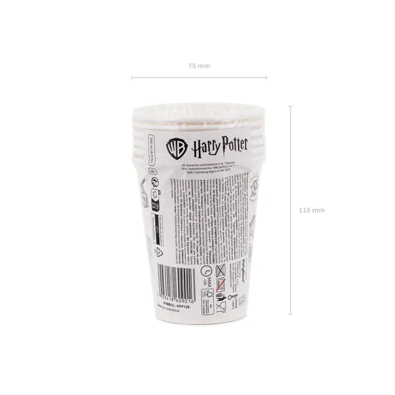 Pahare din hârtie Harry Potter, bej, 250 ml, 6 buc.