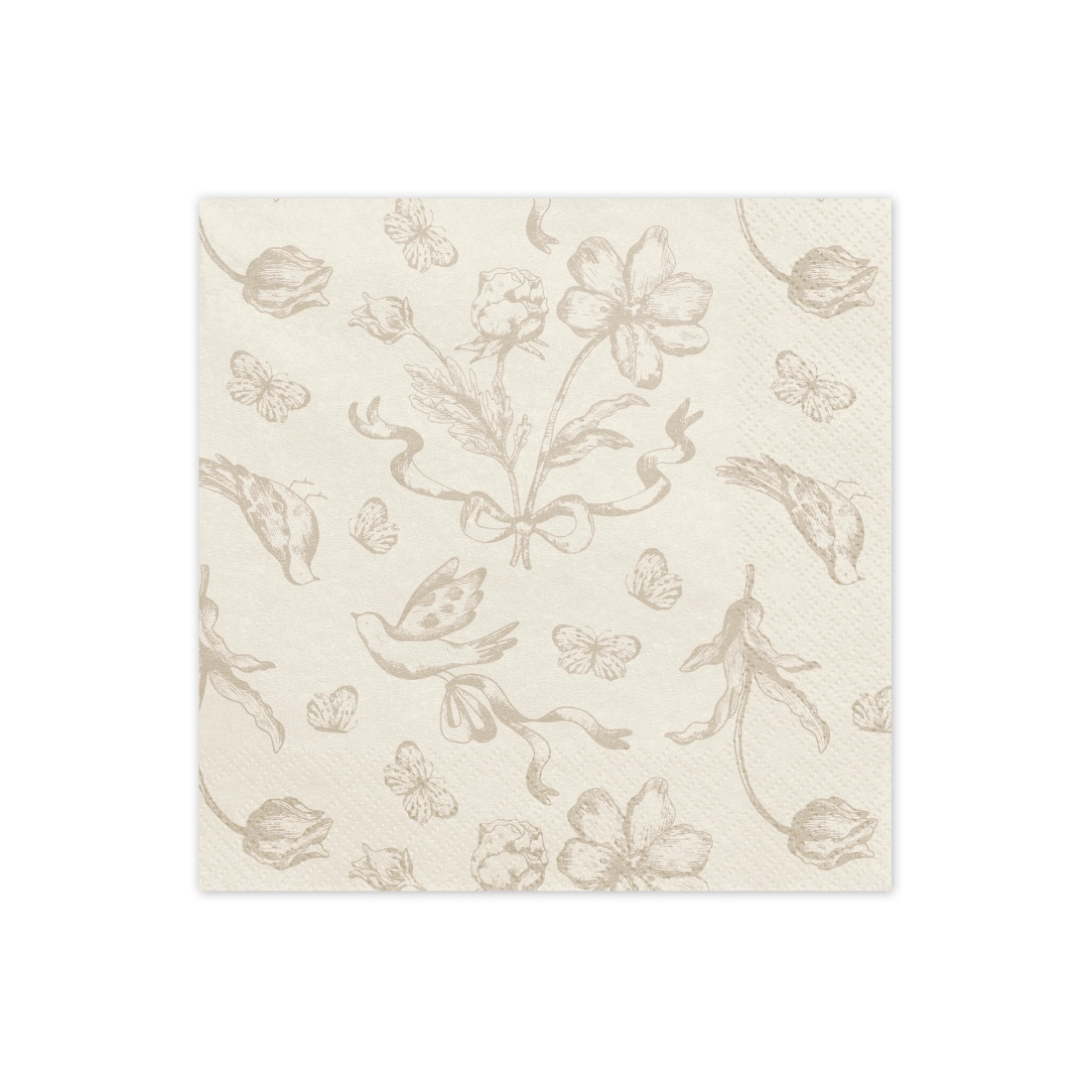 Șervețele din hârtie bej cu model floral 33x33 cm, 12 buc.
