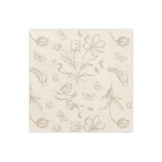 Papirnati prtički bež z cvetličnim vzorcem 33x33 cm, 12 kosov