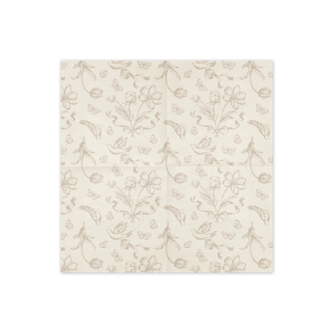 Șervețele din hârtie bej cu model floral 33x33 cm, 12 buc.