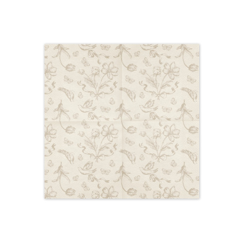 Papirnati prtički bež z cvetličnim vzorcem 33x33 cm, 12 kosov