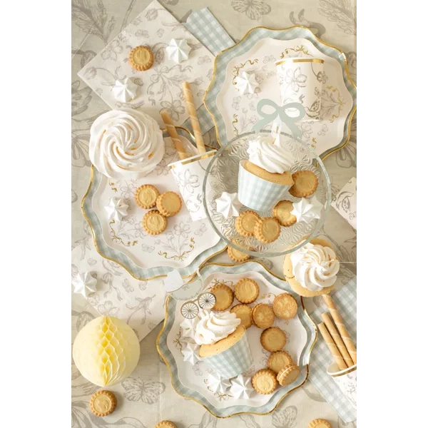 Șervețele din hârtie bej cu model floral 33x33 cm, 12 buc.