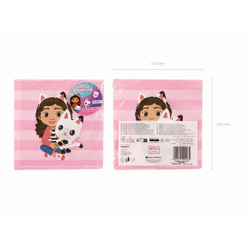 Șervețele de hârtie Gabby's Dollhouse 33x33 cm, 20 buc.