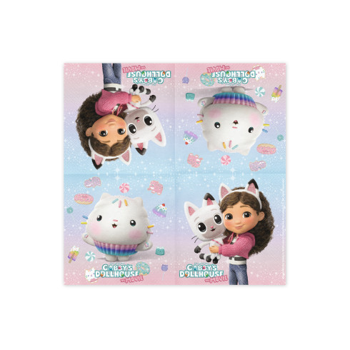 Gabby’s Dollhouse papírszalvéta, 33x33 cm, 20 db-os színes készlet