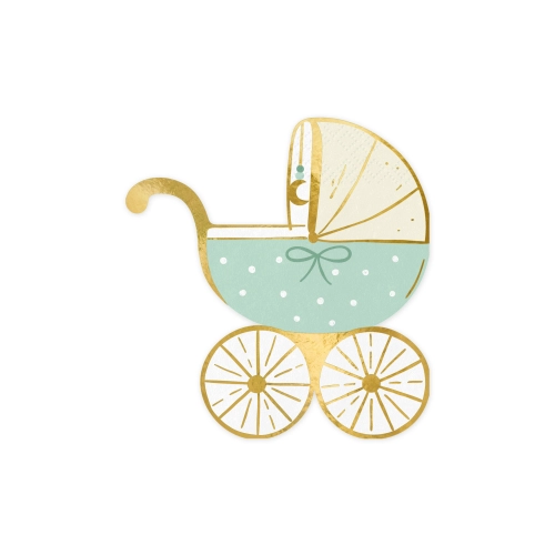 Șervețele de hârtie Cărucior Tiffany albastre cu imprimeu auriu, 20 buc.