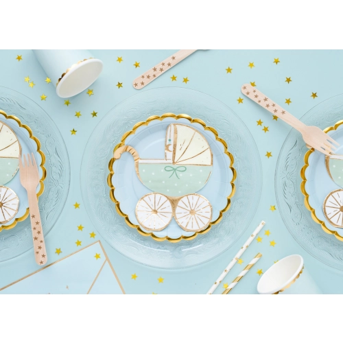 Șervețele de hârtie Cărucior Tiffany albastre cu imprimeu auriu, 20 buc.