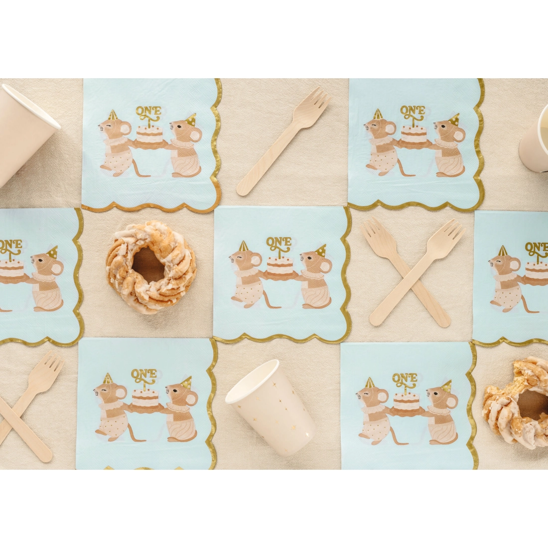 Mice One kék papírszalvéta, 33x33 cm, 12 db