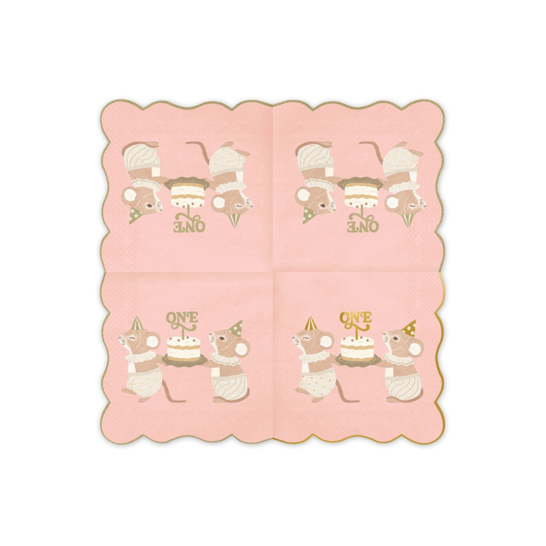 Mice One rózsaszín papír szalvéta 33x33 cm, 12 db