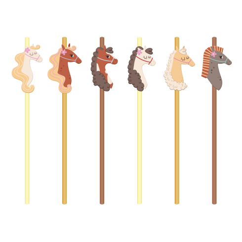 Papír szívószálak Lovacskák 19,5 cm – 6 darabos készlet Papír szívószálak Lovacskák 19,5 cm – 6 darabos készlet