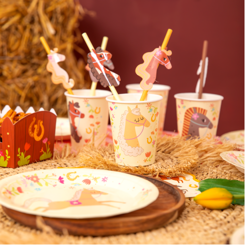 Papír szívószálak Lovacskák 19,5 cm – 6 darabos készlet Papír szívószálak Lovacskák 19,5 cm – 6 darabos készlet