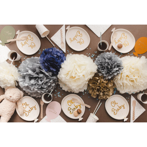 Papirnati krožniki balon Oh Baby zlati 17,5 × 22 cm – 6 kosov
