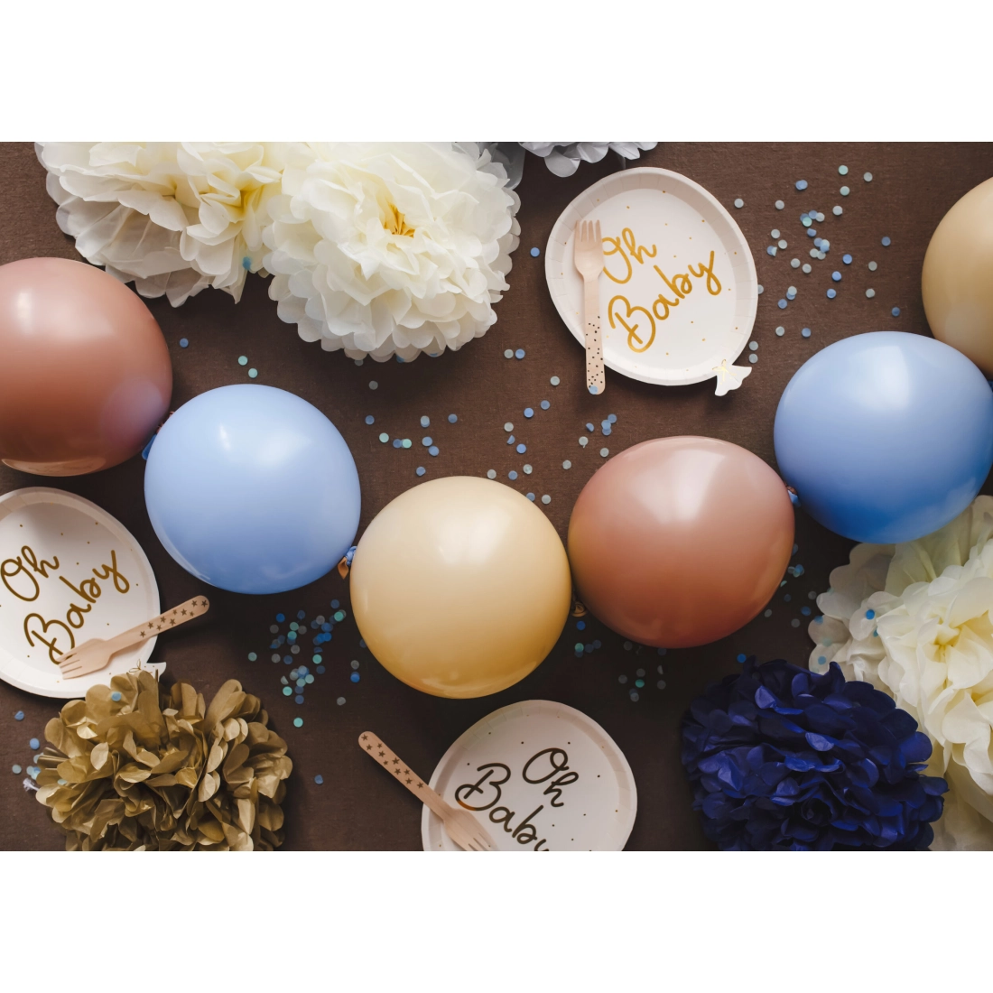 Farfurii din hârtie balon Oh Baby aurii 17,5×22 cm – 6 buc.