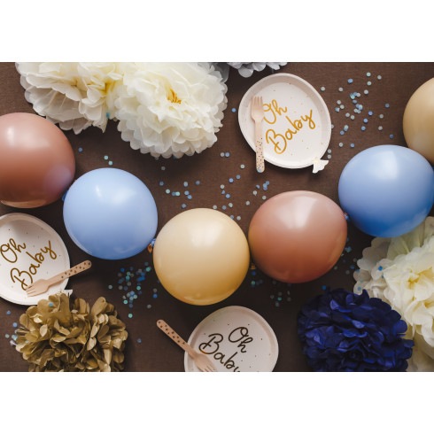 Papirnati krožniki balon Oh Baby zlati 17,5 × 22 cm – 6 kosov