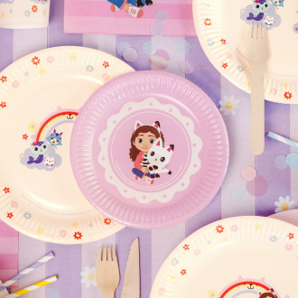 Gabby’s Dollhouse papírtányér, rózsaszín, 18 cm, 6 db/csomag