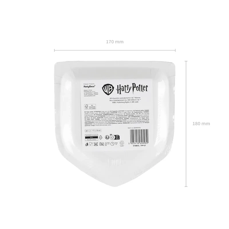 Farfurii din hârtie Harry Potter cu stema Hogwarts, 26x18 cm, 6 buc.
