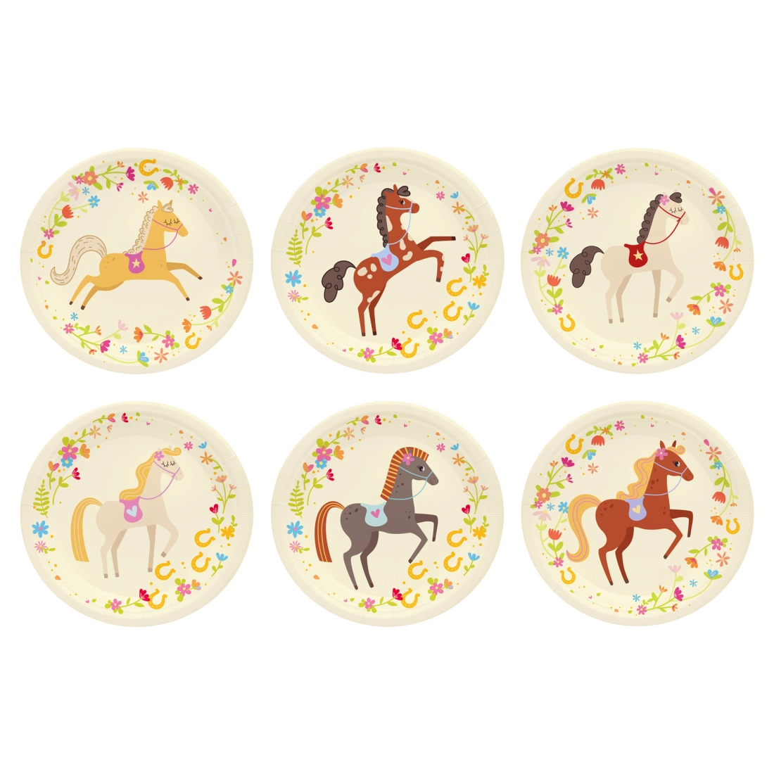 Farfurii din hârtie cu Căluți, 18 cm, set 6 bucăți, pentru petrecere
