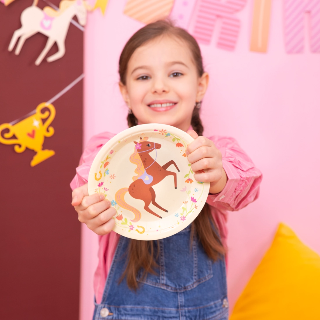 Farfurii din hârtie cu Căluți, 18 cm, set 6 bucăți, pentru petrecere