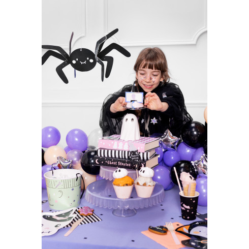 Papírtányérok Boszorkánykalapos Koponyával, 18x27 cm, 6 db