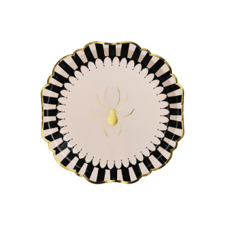 Papirnati krožniki za noč čarovnic z zlatim pajkom, 23 cm, 6 kosov