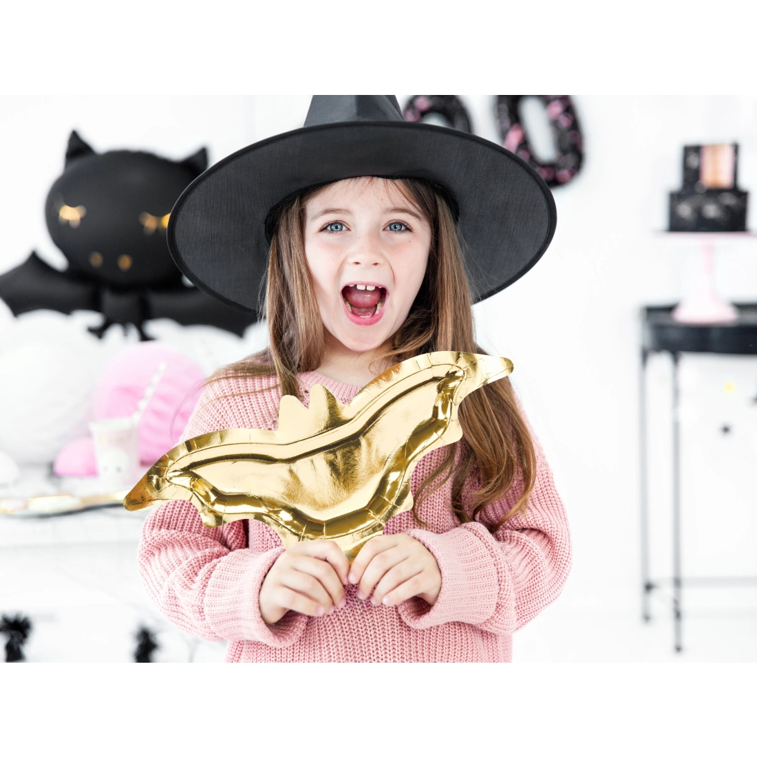 Farfurii din hârtie în formă de liliac, aurii, 37,5x18,5 cm, decorațiuni pentru petrecere, 6 buc.