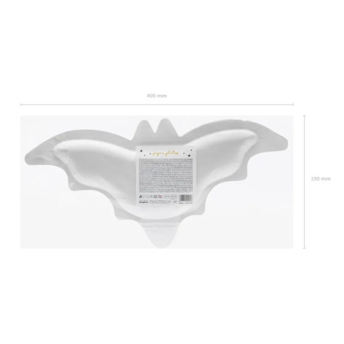 Papirnati krožniki netopir zlati, 37,5 x 18,5 cm, zabavna dekoracija, 6 kosov