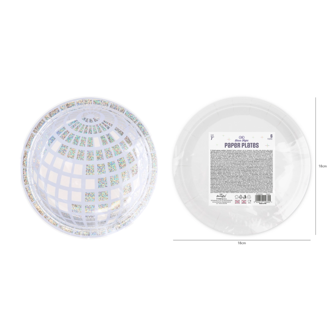 Farfurii din hârtie Silver Disco 18 cm - 6 buc.