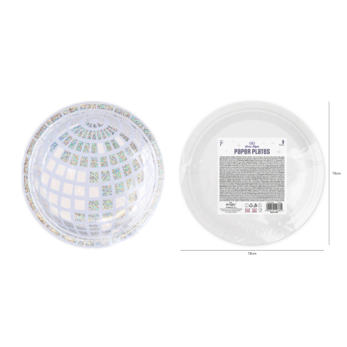 Ezüst Disco papírtányérok 18 cm – 6 db Ezüst Disco papírtányérok 18 cm – 6 db