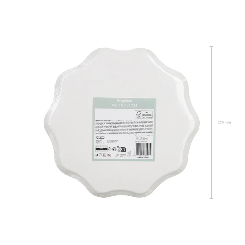 Farfurii din hârtie verzi cu model în carouri și margine aurie, 23 cm, 6 buc.