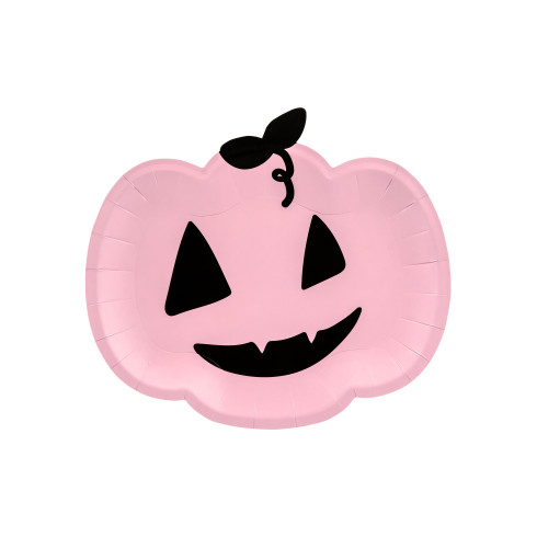 Rózsaszín sütőtök papírtányérok 25×22 cm, 6 db – Halloweenre